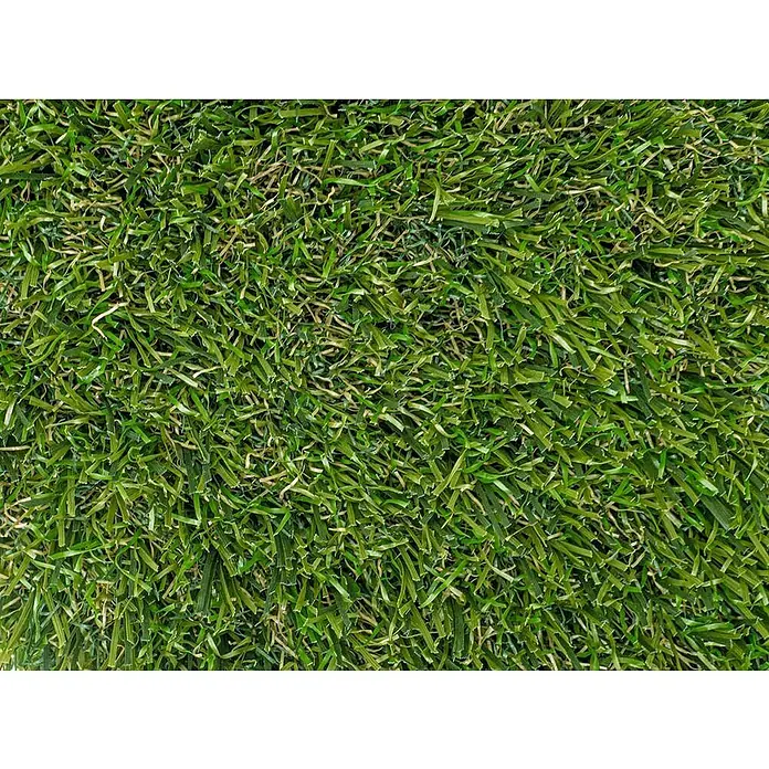 Césped artificial Bermudas - 5 x 2 m, Altura del pelo: 47 mm, 14.175 puntadas/m² - Primer plano de césped artificial con una mezcla de fibras verdes y marrones, creando un aspecto de césped realista ideal para jardines.
