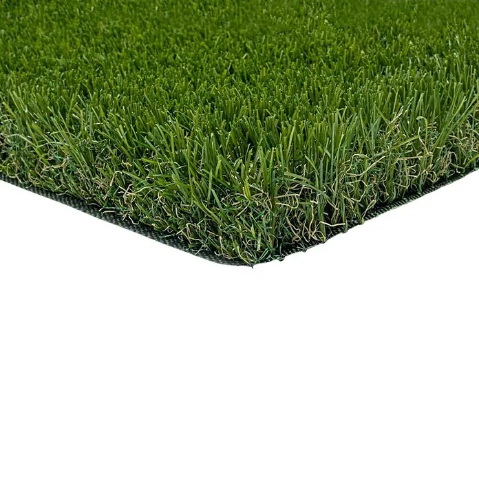 Césped artificial Sicilia - 5 x 2 m, Altura del pelo: 38 mm, 21.000 puntadas/m² - Primer plano de césped artificial. La hierba verde y densa ofrece una alternativa suave y de bajo mantenimiento para jardines y terrazas.
