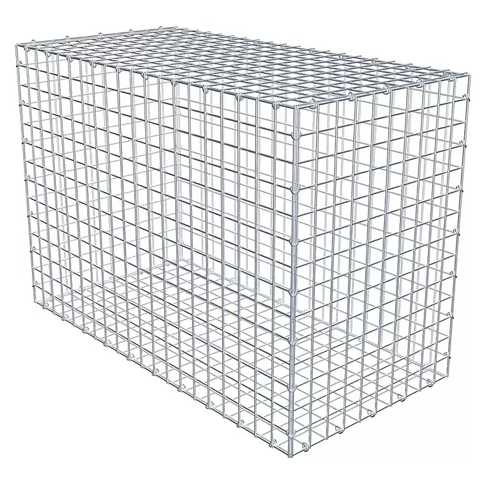 Gabiona Gabione - 100 x 50 x 70 cm, Stahl, Maschenbreite: 50 mm, Maschenhöhe: 50 mm, C-Ring - Rechteckiger Gabionenkorb aus silbernem verzinktem Stahldraht für Bau oder Landschaftsbau.