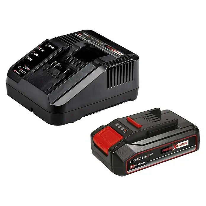 Einhell Power X-Change 18V Akku-Rasentrimmer GE-CT 18 Li - 18 V, 2,5 Ah, Li-Ionen, 1 Akku, Schnittbreite Messer: 24 cm - Ein Akku-Ladegerät von Einhell mit einem 2,5 Ah 18V Akku der Power X-Change Serie. Ideal für kabellose Werkzeuge.