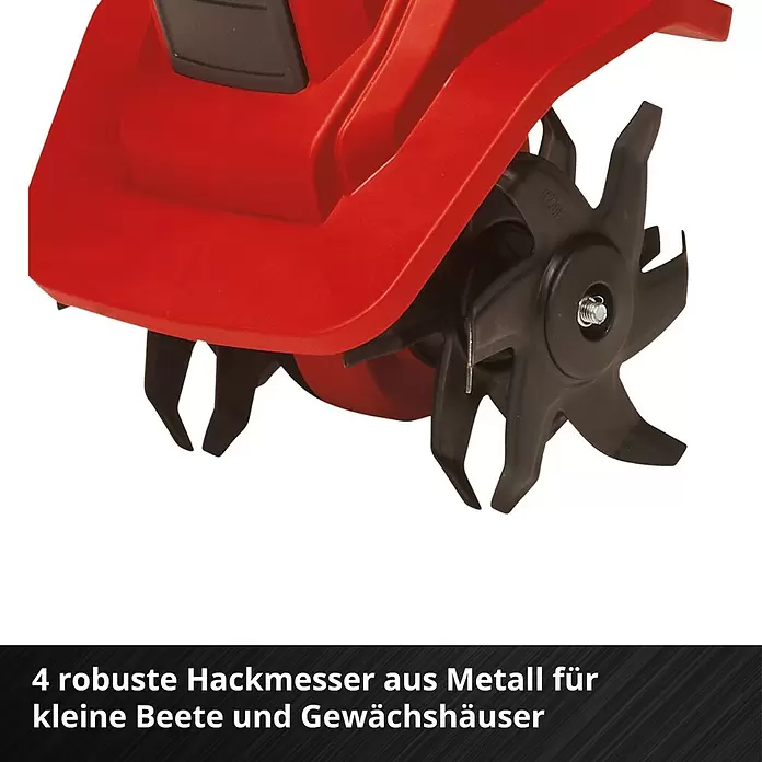 Einhell Power X-Change 18V Akku-Bodenhacke GE-CR 18/20LI E - Anzahl Akkus: Ohne Akku, Li-Ionen - Rote Gartenhacke mit robusten schwarzen Metallmessern für kleine Beete und Gewächshäuser.