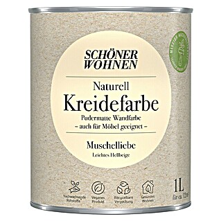 SCHÖNER WOHNEN-Farbe Naturell Wandfarbe Kreidefarbe (Muschelliebe - leichtes Hellbeige, Matt, 1 l, Konservierungsmittelfrei)