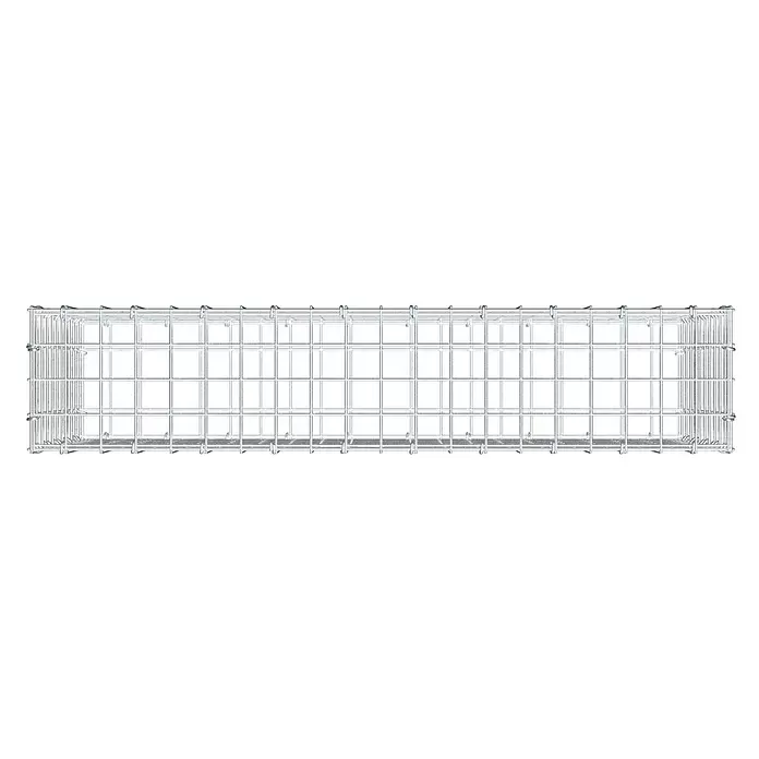 Gabiona Gabione - 100 x 20 x 50 cm, Stahl, Maschenbreite: 50 mm, Maschenhöhe: 50 mm, C-Ring - Rechteckiger silberner Drahtgitterkäfig aus Metall, geeignet für Gabionen oder Lagerung.