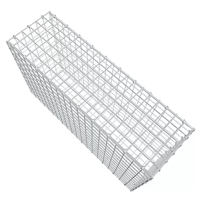 Gabiona Gabione - 100 x 30 x 60 cm, Stahl, Maschenbreite: 50 mm, Maschenhöhe: 50 mm - Silberfarbener Metallgitter-Gabionenkorb, eine rechteckige Gitterstruktur für Stützmauern oder Landschaftsgestaltung.