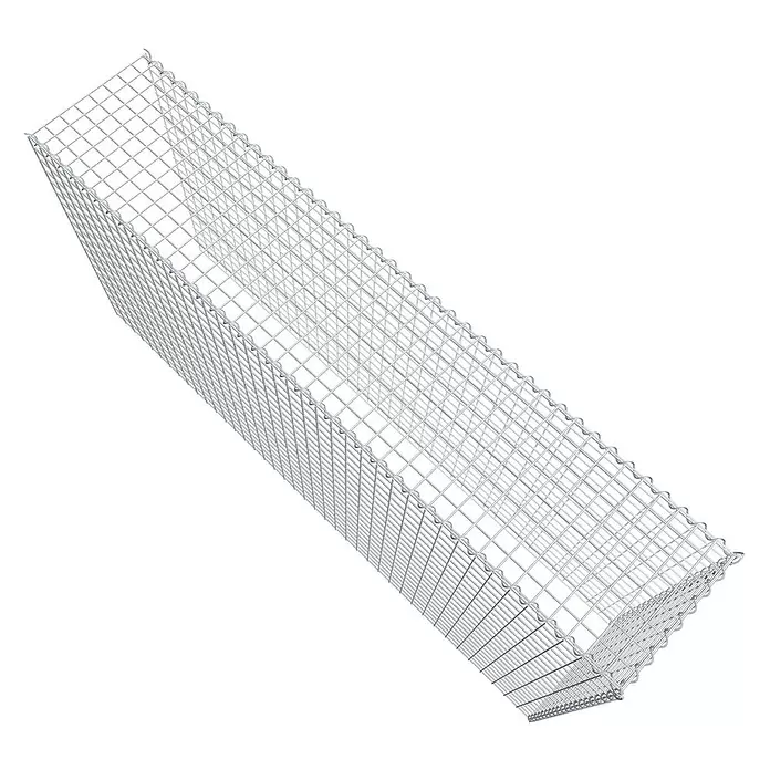 Gabiona Gabione Typ 4 - Zum Anbau in Länge & Höhe, 200 x 40 x 100 cm, Stahl, Maschenbreite: 50 mm, Maschenhöhe: 50 mm, Spirale - Rechteckiger, leerer Gabionenkorb aus silbernem, verzinktem Drahtgeflecht.