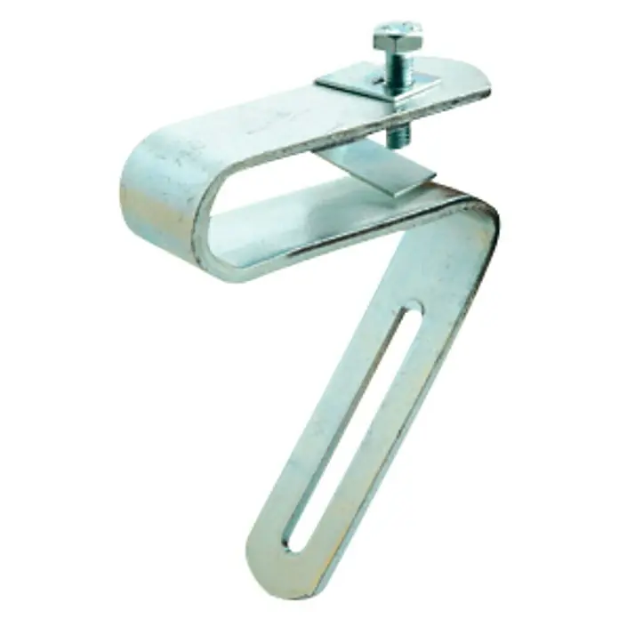 Dakota Soporte para fijación de cubierta ondulada - Acero, Plateado - Primer plano de una abrazadera de tubo galvanizada con tornillo para una fijación segura. Ideal para instalación de tuberías.