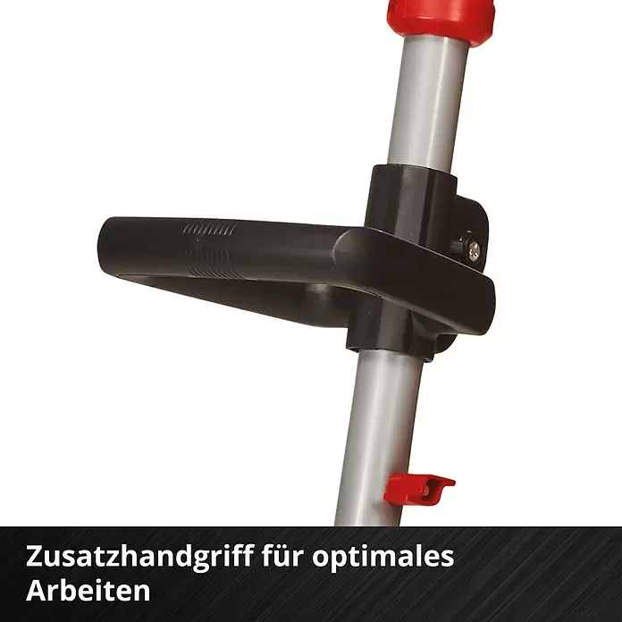 Einhell Power X-Change 18V Akku-Bodenhacke GE-CR 18/20LI E - Anzahl Akkus: Ohne Akku, Li-Ionen - Schwarzer Zusatzhandgriff an silbernem Schaft für optimales Arbeiten.