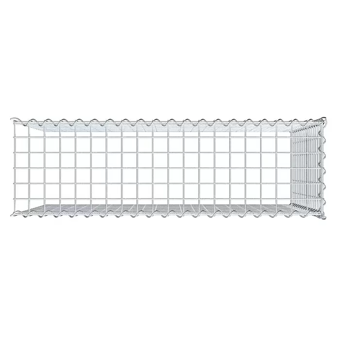 Gabiona Gabione Typ 4 - Zum Anbau in Länge & Höhe, 100 x 30 x 80 cm, Stahl, Maschenbreite: 50 mm, Maschenhöhe: 50 mm, Spirale - Rechteckiger Gabionenkorb aus silbernem Metallgeflecht, leer.