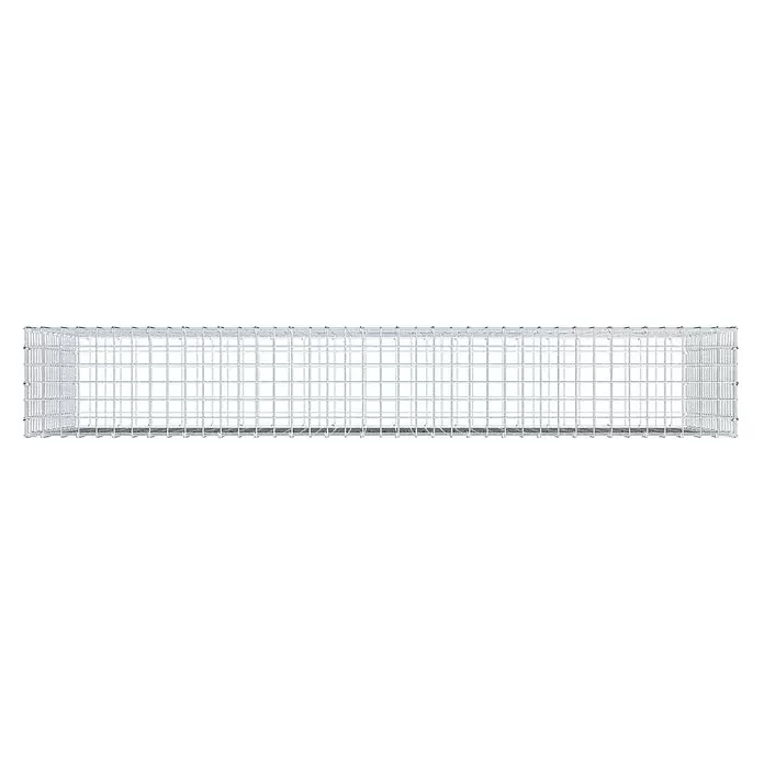 Gabiona Gabione - 200 x 30 x 100 cm, Stahl, Maschenbreite: 50 mm, Maschenhöhe: 50 mm - Rechteckiger, leerer Gabionenkorb aus silbernem Drahtgeflecht.