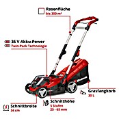 Einhell Power X-Change 18V Akku-Rasenmäher Rasarro 36/34 (36 V, 2 Akkus, 3 Ah, Schnittbreite: 34 cm) | BAUHAUS