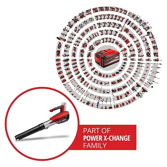 Einhell Professional Akku-Laubbläser GP-LB 18/200LI E - 18 V, Ohne Akku, Blasgeschwindigkeit: 200 km/h, Blasleistung: 670 m³/h - Roter und schwarzer Akku-Laubbläser, Teil des Power X-Change Akkusystems.
