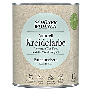 SCHÖNER WOHNEN-Farbe Naturell Wandfarbe Kreidefarbe (Bachplätschern - klares Hellblau, Matt, 1 l, Konservierungsmittelfrei)