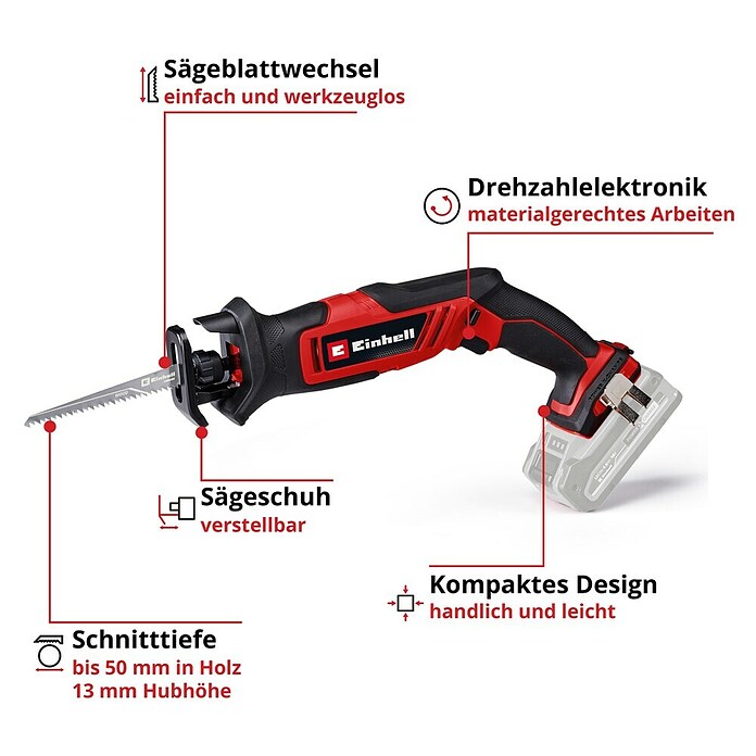 Einhell Power X-Change 18V Akku-Säbelsäge TE-AP 18/13 Li-Solo (18 V, Ohne Akku) | BAUHAUS