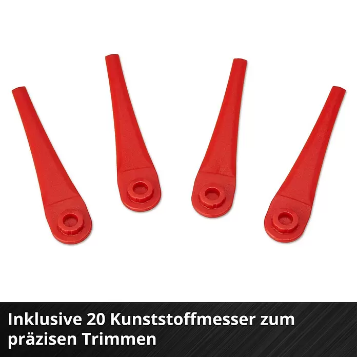Einhell Power X-Change 18V Akku-Rasentrimmer GC-CT 18/2411 Li P-Solo - 18 V, Li-Ionen, Ohne Akku, Schnittbreite Messer: 24 cm - Set von roten Kunststoffmessern zum präzisen Trimmen.