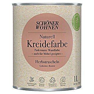 SCHÖNER WOHNEN-Farbe Naturell Wandfarbe Kreidefarbe (Herbstrascheln - gedecktes Rostrot, Matt, 1 l, Konservierungsmittelfrei)
