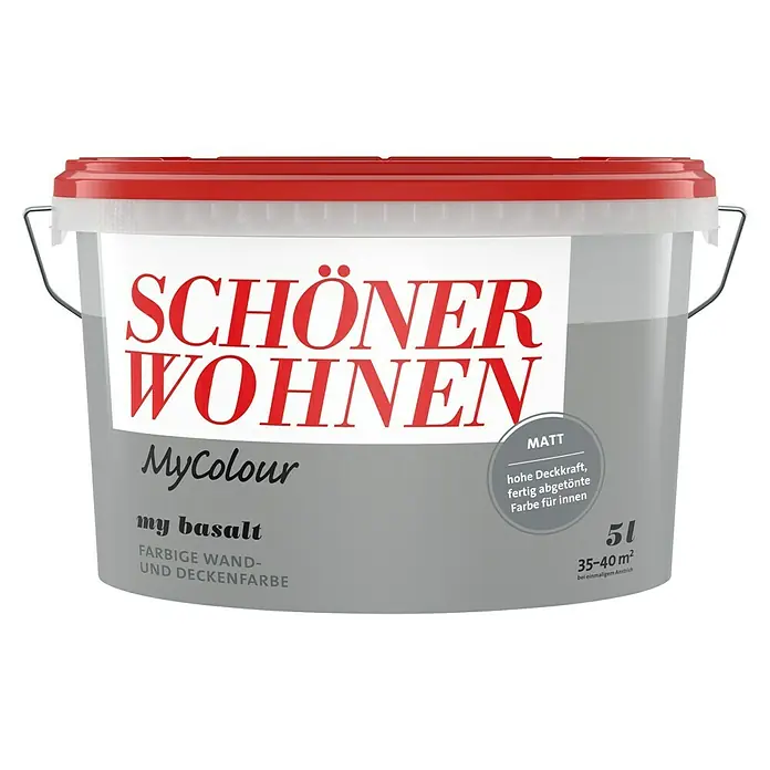 SCHÖNER WOHNEN-Farbe MyColour Wandfarbe - My Basalt, Matt, 5 l - Farbeimer "Schöner Wohnen MyColour" in der Farbe "my basalt", eine matte Wand- und Deckenfarbe für den Innenbereich.