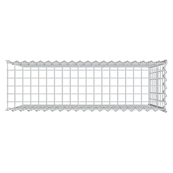Gabiona Gabione Typ 4 - Zum Anbau in Länge & Höhe, 100 x 30 x 80 cm, Stahl, Maschenbreite: 50 mm, Maschenhöhe: 100 mm, Spirale - Leerer rechteckiger Gabionenkorb aus Metallgitter.