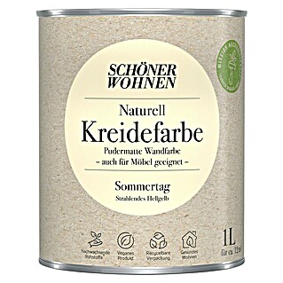 SCHÖNER WOHNEN-Farbe Naturell Wandfarbe Kreidefarbe (Sommertag - strahlendes Hellgelb, Matt, 1 l, Konservierungsmittelfrei)