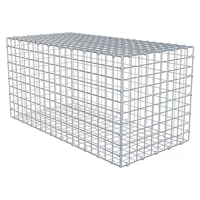 Gabiona Gabione - 100 x 50 x 50 cm, Stahl, Maschenbreite: 50 mm, Maschenhöhe: 50 mm, C-Ring - Rechteckiger Gabionenkorb aus verzinktem Drahtgeflecht.