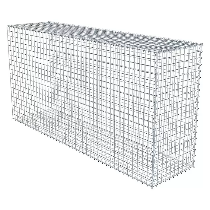 Gabiona Gabione Typ 2 - Zum Anbau in der Länge, 200 x 50 x 100 cm, Stahl, Maschenbreite: 50 mm, Maschenhöhe: 50 mm, Spirale - Rechteckiger, leerer Gabionenkorb aus verzinktem Drahtgeflecht, bereit zur Steinbefüllung.