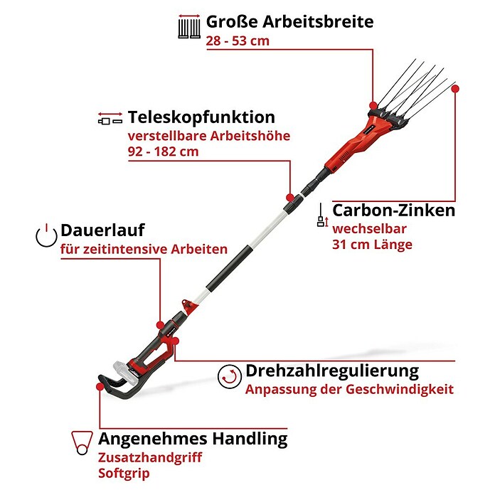 Einhell PXC 18V Olivenbaumschüttler GE-FS 18/53 Li-Solo (Länge: 310 cm, 18 V) | BAUHAUS