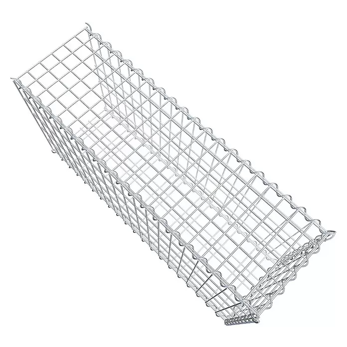 Gabiona Gabione Typ 2 - Zum Anbau in der Länge, 100 x 30 x 50 cm, Stahl, Maschenbreite: 50 mm, Maschenhöhe: 100 mm, Spirale - Rechteckiger Gabionenkorb aus silbernem Metallgeflecht.
