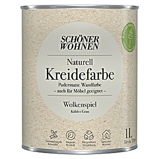 SCHÖNER WOHNEN-Farbe Naturell Wandfarbe Kreidefarbe (Wolkenspiel - kühles Grau, Matt, 1 l, Konservierungsmittelfrei)