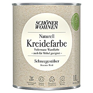 SCHÖNER WOHNEN-Farbe Naturell Wandfarbe Kreidefarbe (Schneegestöber - dezentes Weiß, Matt, 1 l, Konservierungsmittelfrei)