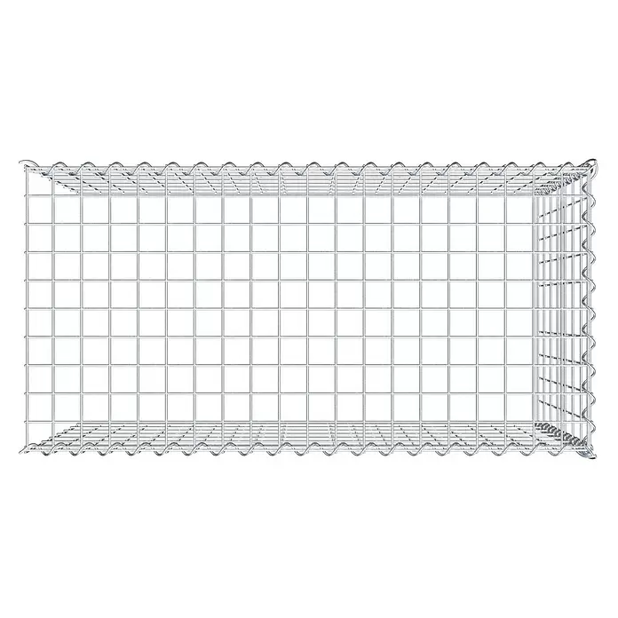 Gabiona Gabione Typ 4 - Zum Anbau in Länge & Höhe, 100 x 50 x 70 cm, Stahl, Maschenbreite: 50 mm, Maschenhöhe: 100 mm, Spirale - Rechteckiger Gabionenkorb aus silbernem Drahtgeflecht mit quadratischen Maschen.