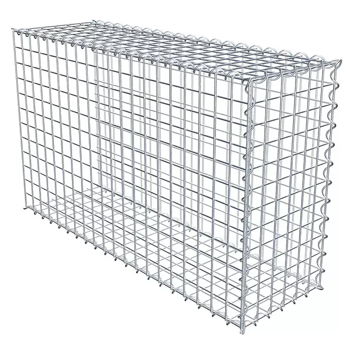 Gabiona Gabione Typ 2 - Zum Anbau in der Länge, 100 x 30 x 60 cm, Stahl, Maschenbreite: 50 mm, Maschenhöhe: 50 mm, Spirale - Leerer Gabionenkorb aus verzinktem Stahldrahtgeflecht, bereit zur Steinbefüllung.