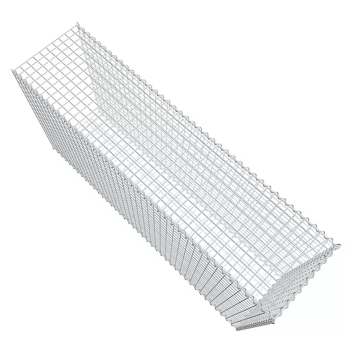Gabiona Gabione Typ 2 - Zum Anbau in der Länge, 200 x 50 x 100 cm, Stahl, Maschenbreite: 50 mm, Maschenhöhe: 50 mm, Spirale - Rechteckiger Gabionenkorb aus silbernem Drahtgeflecht.