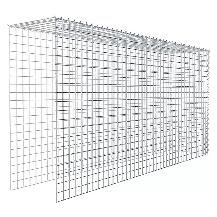 Gabiona Gabione Typ 4 - Zum Anbau in Länge & Höhe, 200 x 40 x 100 cm, Stahl, Maschenbreite: 50 mm, Maschenhöhe: 50 mm, Spirale - Silberner Drahtgeflecht-Gabionenkorb für Stützmauern und Landschaftsgestaltung.