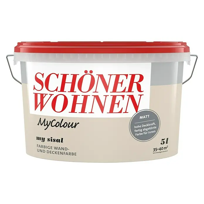 SCHÖNER WOHNEN-Farbe MyColour Wandfarbe - Sisal, Matt, 5 l - Dose Schöner Wohnen MyColour "my sisal" Wand- und Deckenfarbe, 5 Liter, matte Oberfläche für den Innenbereich, hohe Deckkraft und fertig abgetönt.
