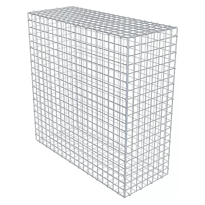 Gabiona Gabione - 100 x 40 x 100 cm, Stahl, Maschenbreite: 50 mm, Maschenhöhe: 50 mm, C-Ring - Rechteckiger Gabionenkorb aus silbernem Drahtgeflecht.