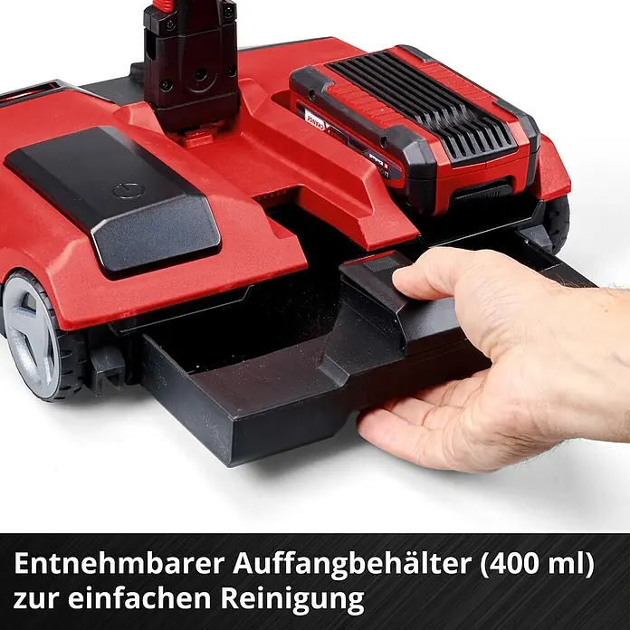 Einhell Power X-Change 18V Akku-Besen TE-FS 18 Li-Solo - 18 V, Ohne Akku, Arbeitsbreite: 250 mm - Herausnehmbarer Auffangbehälter (400 ml) für eine einfache Reinigung des Saugroboters.