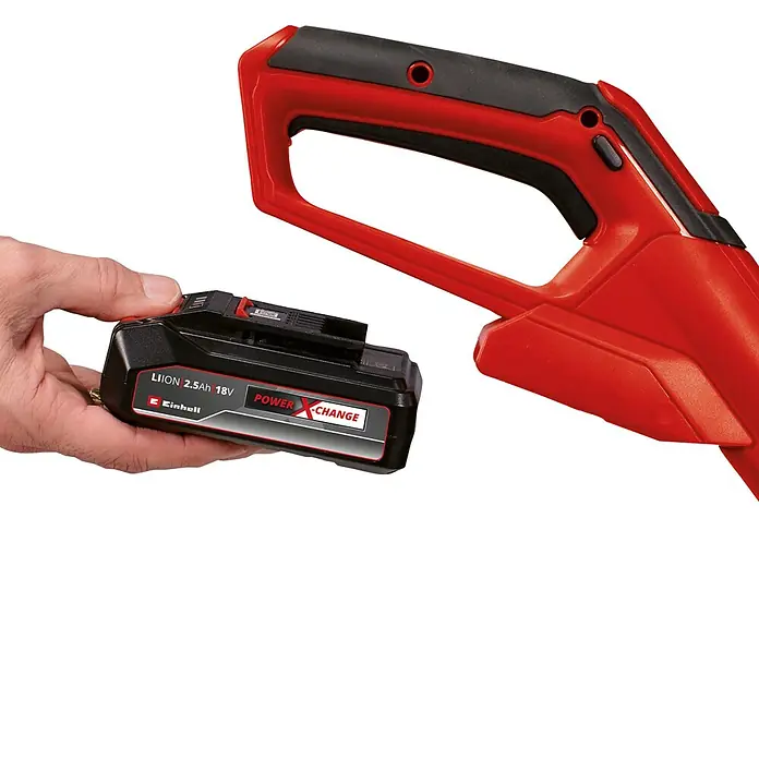 Einhell Power X-Change 18V Akku-Rasentrimmer GE-CT18/28LI TC-Solo18 V, Li-Ionen, Ohne Akku, Schnittbreite Faden: 28 cm - Akku-Pack von Einhell mit 2,5 Ah und 18 V aus der Power X-Change-Reihe für kabellose Freiheit bei Gartenarbeiten und Heimwerkerprojekten.