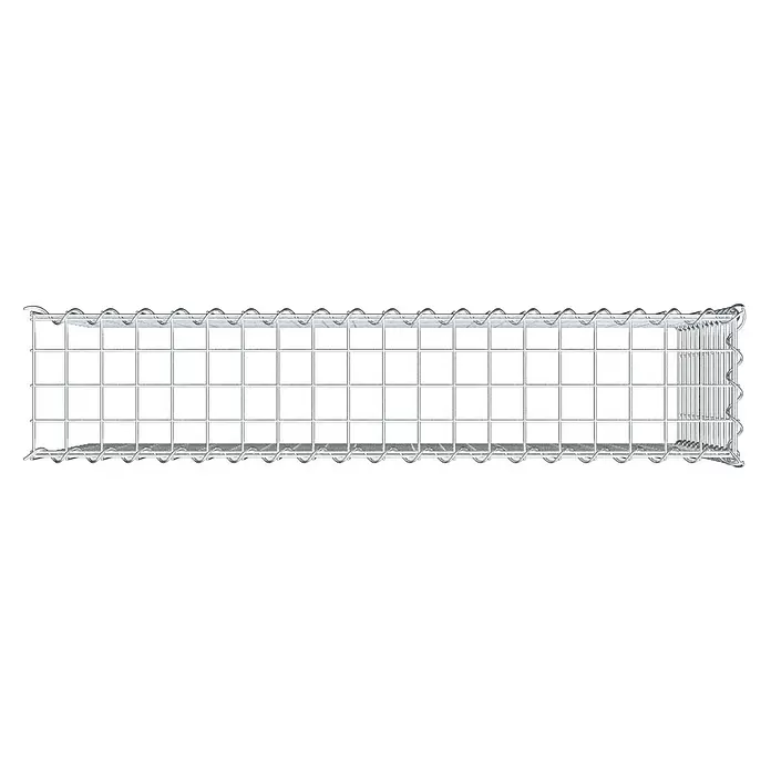 Gabiona Gabione Typ 4 - Zum Anbau in Länge & Höhe, 100 x 20 x 60 cm, Stahl, Maschenbreite: 50 mm, Maschenhöhe: 50 mm, Spirale - Rechteckiger silberner Drahtgitterkorb mit Spiralverbindern.