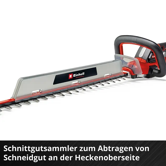 Einhell Professional Akku-Heckenschere GP-CH 18/61 Li BL Solo - 18 V, Li-Ionen, Ohne Akku, Schnittlänge: 61 cm - Akku-Heckenschere Einhell Professional mit Schnittgutsammler zum Abtragen von Schneidgut an der Heckoberseite.