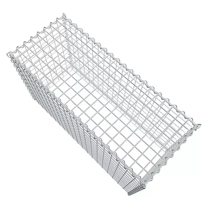 Gabiona Gabione Typ 3 - Zum Anbau in der Höhe, 100 x 40 x 60 cm, Stahl, Maschenbreite: 50 mm, Maschenhöhe: 50 mm, Spirale - Leerer, rechteckiger Gabionenkorb aus silbernem verzinktem Metallgitter.