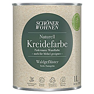 SCHÖNER WOHNEN-Farbe Naturell Wandfarbe Kreidefarbe (Waldgeflüster - tiefes Naturgrün, Matt, 1 l, Konservierungsmittelfrei)