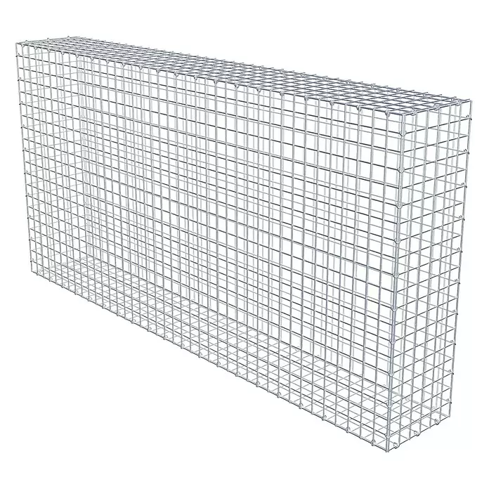 Gabiona Gabione - 200 x 30 x 100 cm, Stahl, Maschenbreite: 50 mm, Maschenhöhe: 50 mm - Leerer rechteckiger Gabionenkorb aus silbernem Metalldraht für Landschaftsbau oder Stützmauern.
