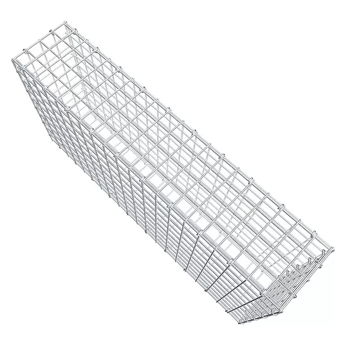 Gabiona Gabione - 100 x 20 x 50 cm, Stahl, Maschenbreite: 50 mm, Maschenhöhe: 50 mm, C-Ring - Leerer, rechteckiger Gabionenkorb aus silbernem Drahtgeflecht.