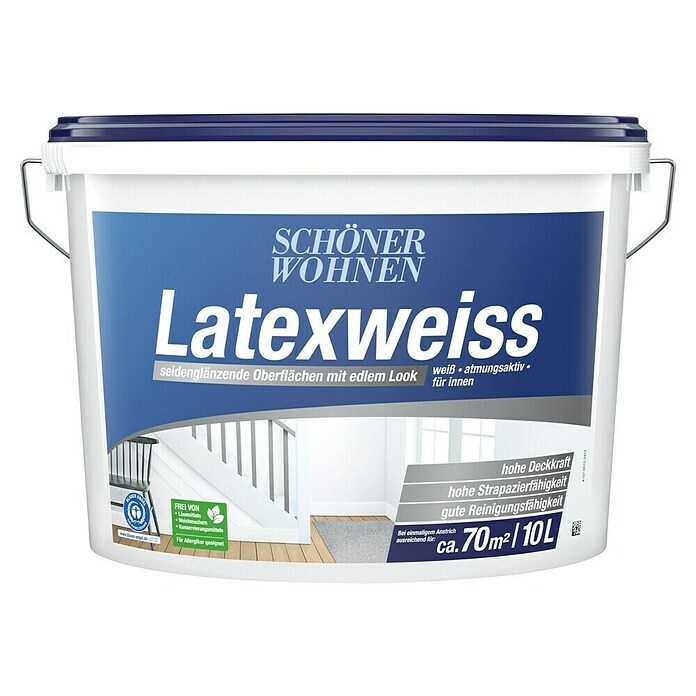 SCHÖNER WOHNEN-Farbe Latexfarbe Latexweiß (Weiß, Seidenglänzend, 10 l, Konservierungsmittelfrei) | BAUHAUS