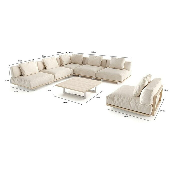 Sunfun Conjunto de muebles Camelia (7 pzs., Marrón) | BAUHAUS