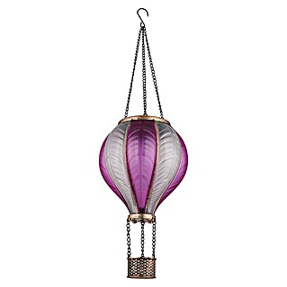 Globo Solar-Hängeleuchte Heißluftballon (Rosa, IP44, Ø x H: 14 x 46,5 cm)