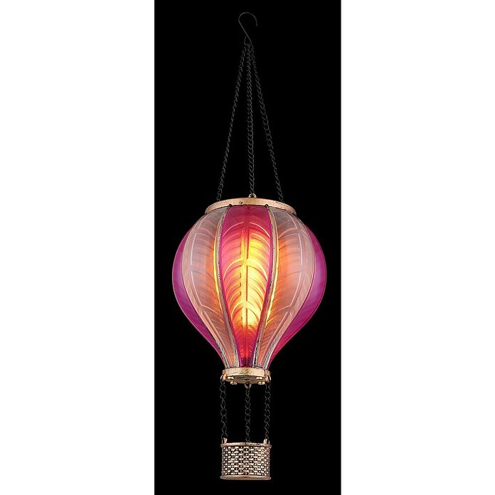 Globo Solar-Hängeleuchte Heißluftballon (Rosa, IP44, Ø x H: 14 x 46,5 cm) | BAUHAUS