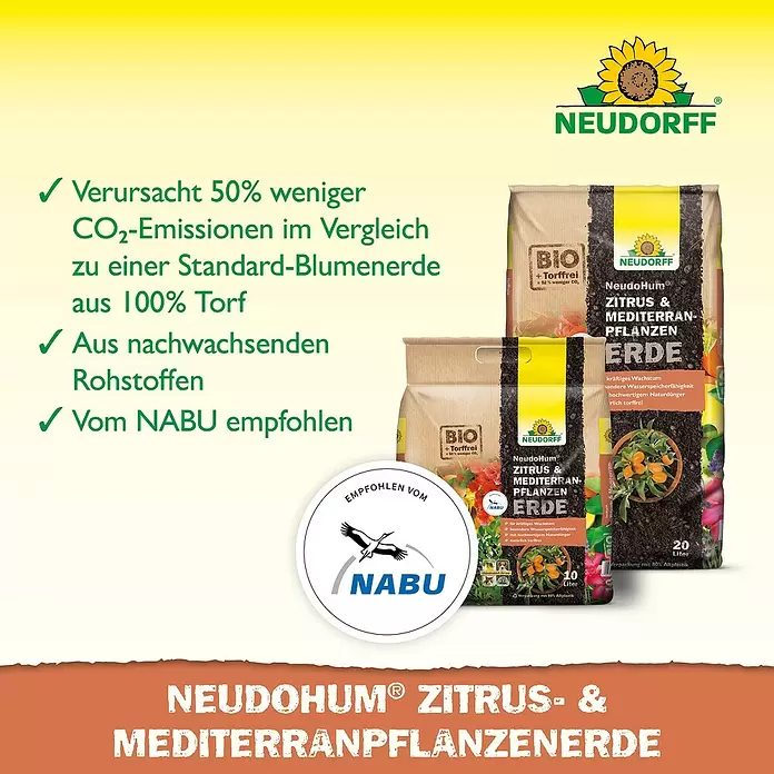 Neudorff NeudoHum Mediterranpflanzenerde - 20 l - Neudorff NeudoHum Zitrus- und Mediterranpflanzenerde, torffrei und NABU-empfohlen.