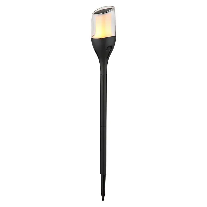 Globo Solar-Erdspieß Fire-Effect - 0,2 W, IP44 - Solar-Gartenfackel: Eine stilvolle, schwarze Fackel mit warmem Lichteffekt, ideal für die Gartenbeleuchtung und stimmungsvolle Akzente im Außenbereich.