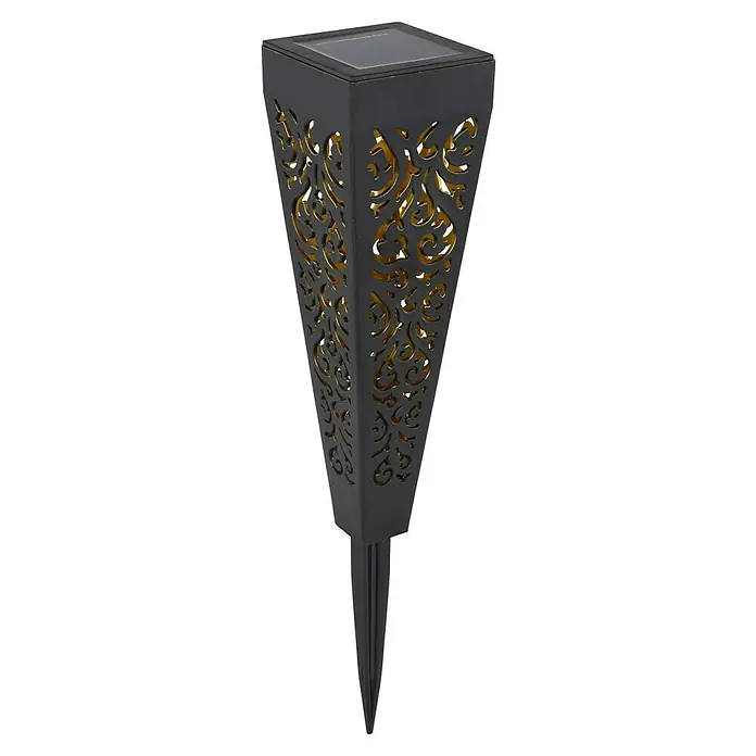 Globo Solar-Erdspieß 3er Set - 0,1 W, L x B x H: 70 x 70 x 330 mm, IP44, 3 Stk. - Stilvolle schwarze Solarleuchte mit filigranem Muster und Erdspieß. Ideal für Garten, Terrasse und Balkon.
