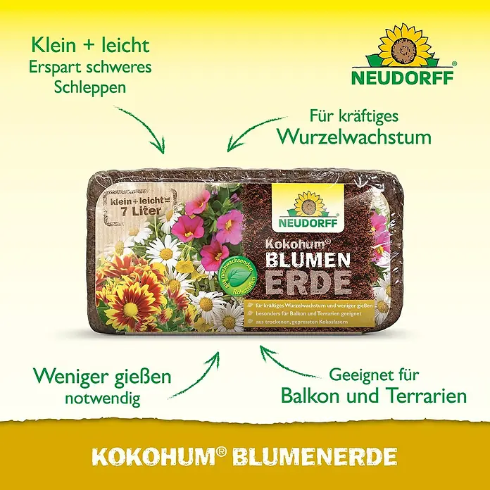 Neudorff KokoHum Blumenerde - 7 l - Abbildung eines Neudorff Kokohum Blumenerde-Blocks.